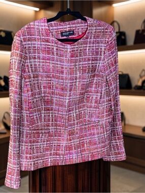 Jones New York | Perry Street | Tweed Blazer | Red:Pink:Mauve | Size 16